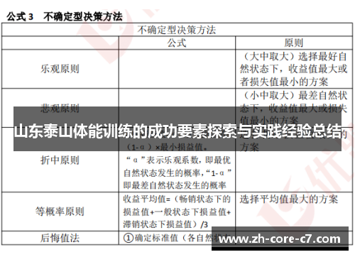 山东泰山体能训练的成功要素探索与实践经验总结